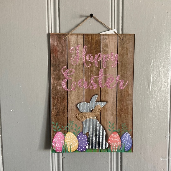2/$20 NWT Stunning Glittered Happy Easter Die Cast Metal Bunny🐇 Decoration Sign - Picture 9 of 15